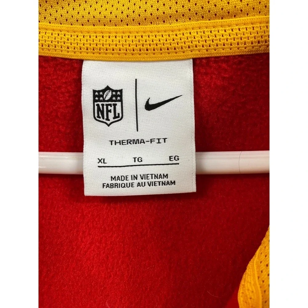 Nike Kansas City Chiefs Hoodie Mens XL Red Therma Fit Fleece Full Zip Sweatshirt